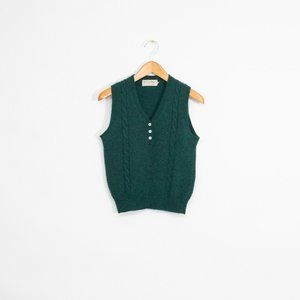 Vintage Womens LL Bean Knit Wool Sweater Vest Sz Small - Pullover Jumper Button